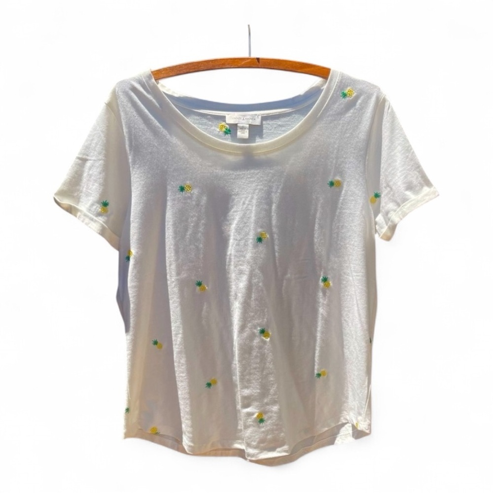 Vintage America Embroidered Lemon White and Yellow Relaxed Short Sleeve Tee - Picture 4 of 6